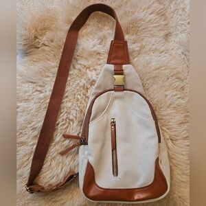 Antik Kraft Womans Cream Color Cross Body Sling Bag